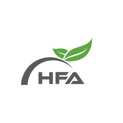 HFA letter nature logo design on white background. HFA creative initials letter leaf logo concept. HFA letter design.