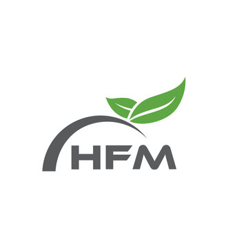 HFM letter nature logo design on white background. HFM creative initials letter leaf logo concept. HFM letter design.
