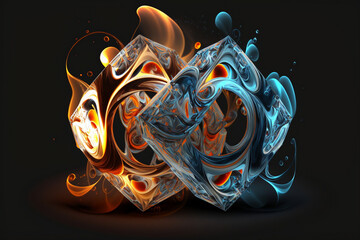 3d abstraction, background image, ice and fire. Beautiful wallpaper for your desktop. Generated with the help of an AI.