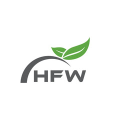 HFW letter nature logo design on white background. HFW creative initials letter leaf logo concept. HFW letter design.