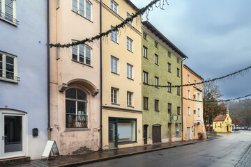 Fototapeta na wymiar Street in Wasserburg am Inn, Germany