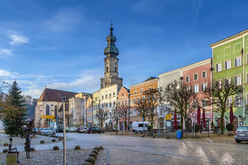 Fototapeta na wymiar Town square, Burghausen, Germany