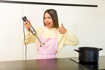pretty latin chef woman cooking at home