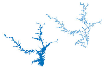 Lake Hartwell Reservoir (United States of America, North America, us, usa, South Carolina) map vector illustration, scribble sketch Hartwell Dam map