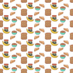 National Peanut Butter Lover's Day seamless pattern in doodle cartoon style