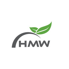HMW letter nature logo design on white background. HMW creative initials letter leaf logo concept. HMW letter design.