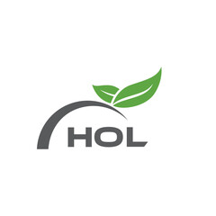 HOL letter nature logo design on white background. HOL creative initials letter leaf logo concept. HOL letter design.