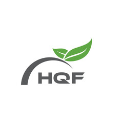 HQF letter nature logo design on white background. HQF creative initials letter leaf logo concept. HQF letter design.
