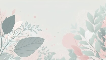 Empty light pink background with hand drawn flowers at the bottom of the image