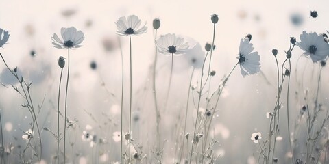 Light colored field of wild flower for background card or banner