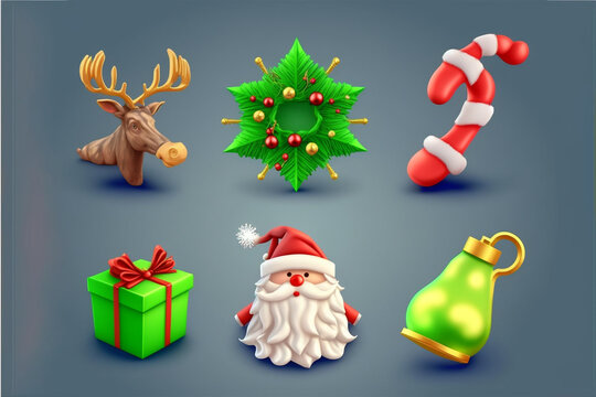 santa claus with christmas icons