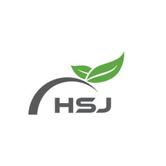 HSJ letter nature logo design on white background. HSJ creative initials letter leaf logo concept. HSJ letter design.
