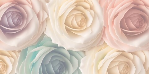 Roses pattern background in light muted pastel color design