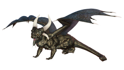 3D Rendering Fairy Tale Dragon on White