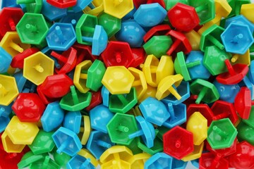Multicolored plastic mosaic puzzle pins. Children education toy. Development of fine motor skills. Learning through play