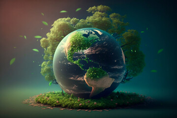 Obraz na płótnie Canvas World environment and earth day concept with glass globe 