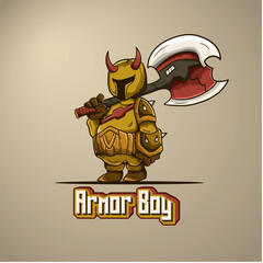 Armor Warrior Soldier Boy Character Design Illustration Vector