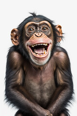 Smiling happy Chimpanzee. generative AI