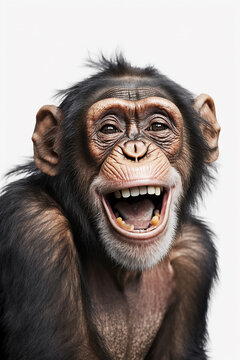 Smiling happy Chimpanzee. generative AI