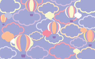 ゆめかわな気球と雲の背景