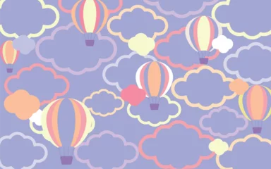 Cercles muraux Montgolfière ゆめかわな気球と雲の背景