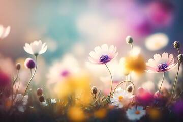 Fototapeta na wymiar Daisy flower in morning spring, generative ai