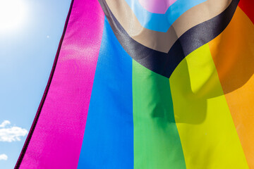 World Pride 2023. LGBTQIA+ community flag. Pride flag