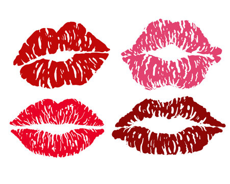 Lips print vector illustration set