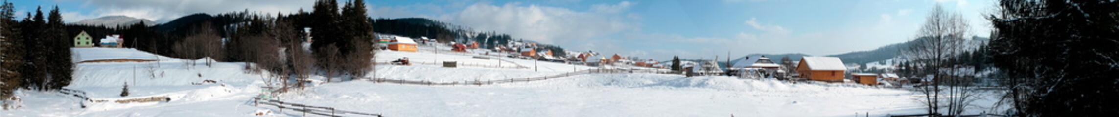 villadge in carpathian mountains  winter