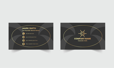 Abstract black and gold lines luxury background Luxury and elegant dark black business card design Black and gold creative business card template luxury clean dark business card Vector illustration