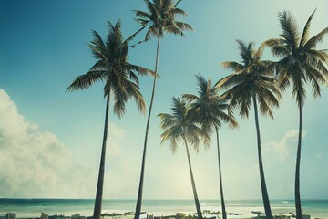 Fototapeta na wymiar palm trees on the beach, Bali. Generative AI