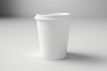 Empty white mockup cup in the middle on white background. Generative AI.
