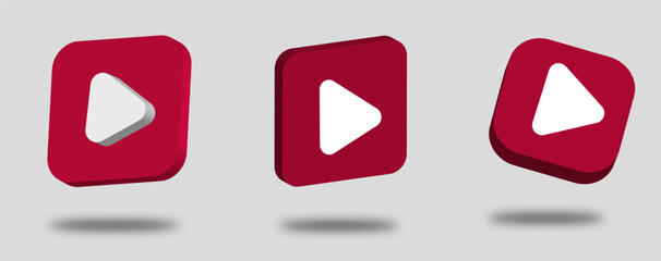 Collection 3D icon media player illustration