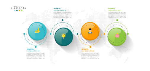 Infographic design template. timeline with icons and 4 options or steps. Can be used for process, presentations, layout, banner, web design vector illustration.