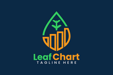 Flat leaf chart logo template vector design illustration