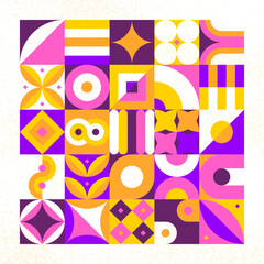 Geometrical Square Concept. Vector Illustration of Polygonal Memphis Style Website Background.