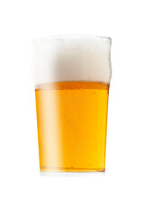 glass of beer isolated, pint of beer on white background
