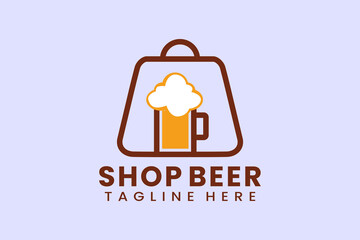 Flat shop beer logo template vector design illustration