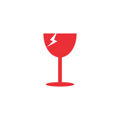 Red fragile icon handle with care sign label vector illustration