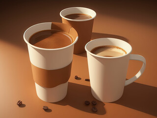 Paper coffee cups. Generative AI