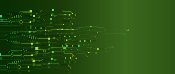 The concept of quantum computer technologies. Futuristic circuit board background vector. Modern technology printed circuit board texture background design. The waves are flowing. Quantum explosion te