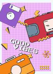 90s abstract poster design party element