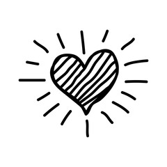 Obraz premium Glowing Beating Hearts Doodles Hand drawn