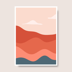 Hand drawn abstract landscape covers design. Vector illustration