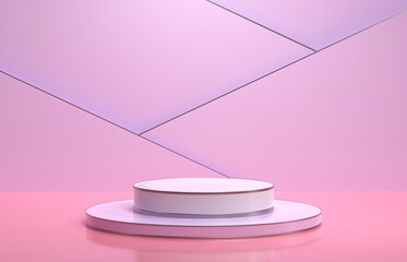 cylinder display and presentation in a pink scene, podium, 3D rendering