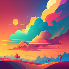 a plain colorscheme in joyful colors showing the sky.Generative AI