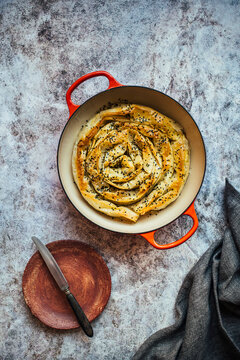 Tiropita Strifti - Greek cheese and phyllo spiral