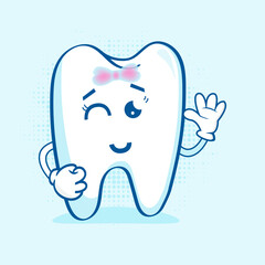 Adorable Cute Tooth Character, This character is often used as a design for dental care products, educational materials, and other merchandise related to dental health