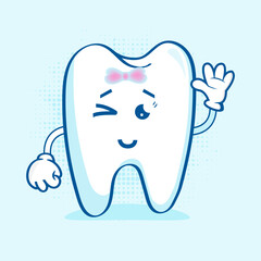 Adorable Cute Tooth Character, This character is often used as a design for dental care products, educational materials, and other merchandise related to dental health