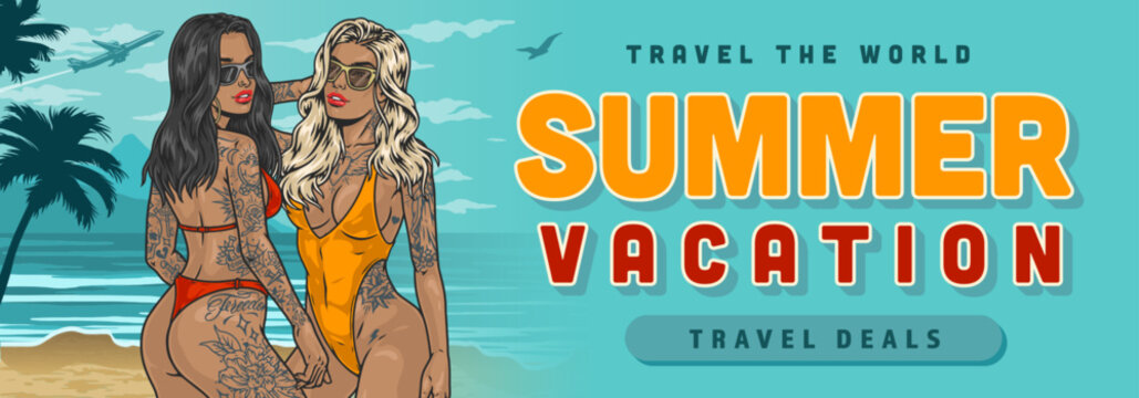 Summer vacation colorful advertising banner
